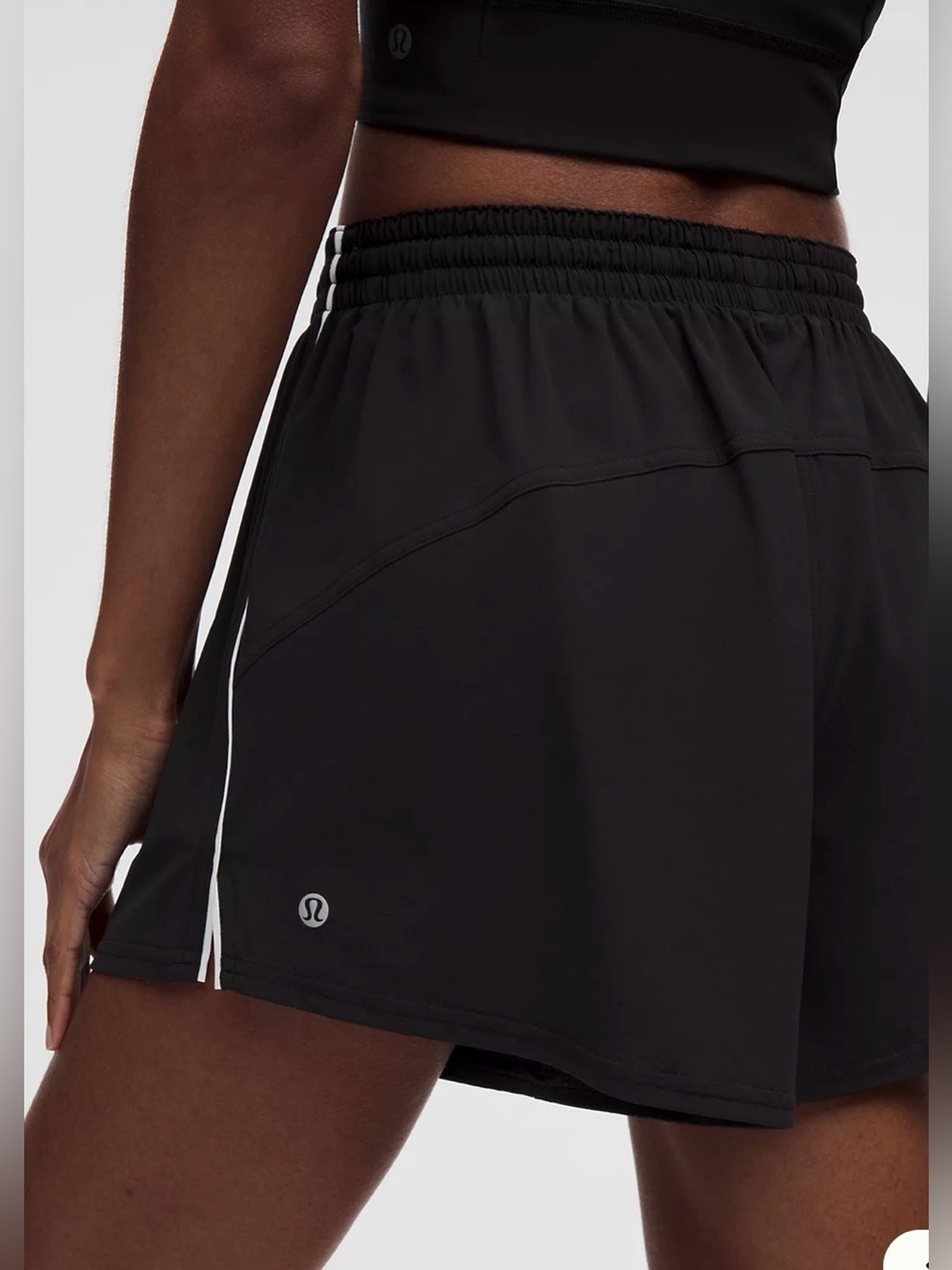 lululemon Court Rival High Rise 3" Shorts SZ 6 Black with White Stripe